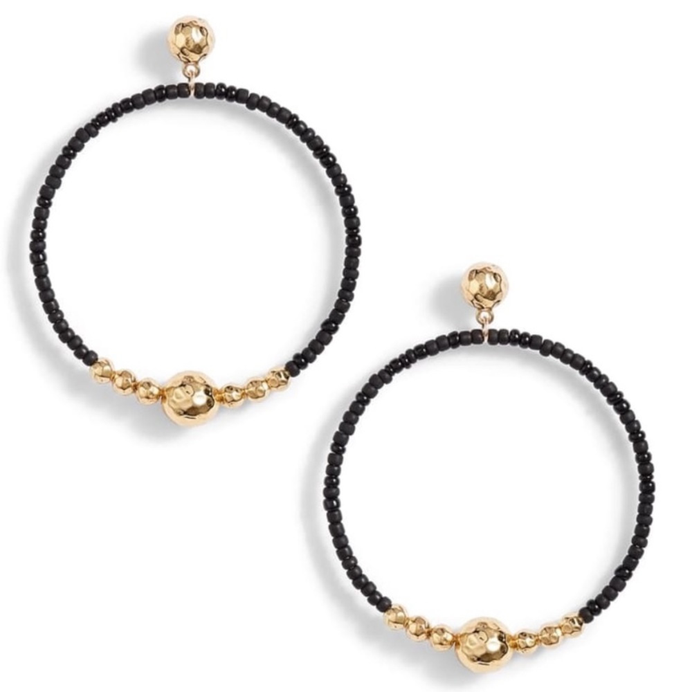 NWT Gorjanq Sayulita drop Hoop Earrings (black/gold)